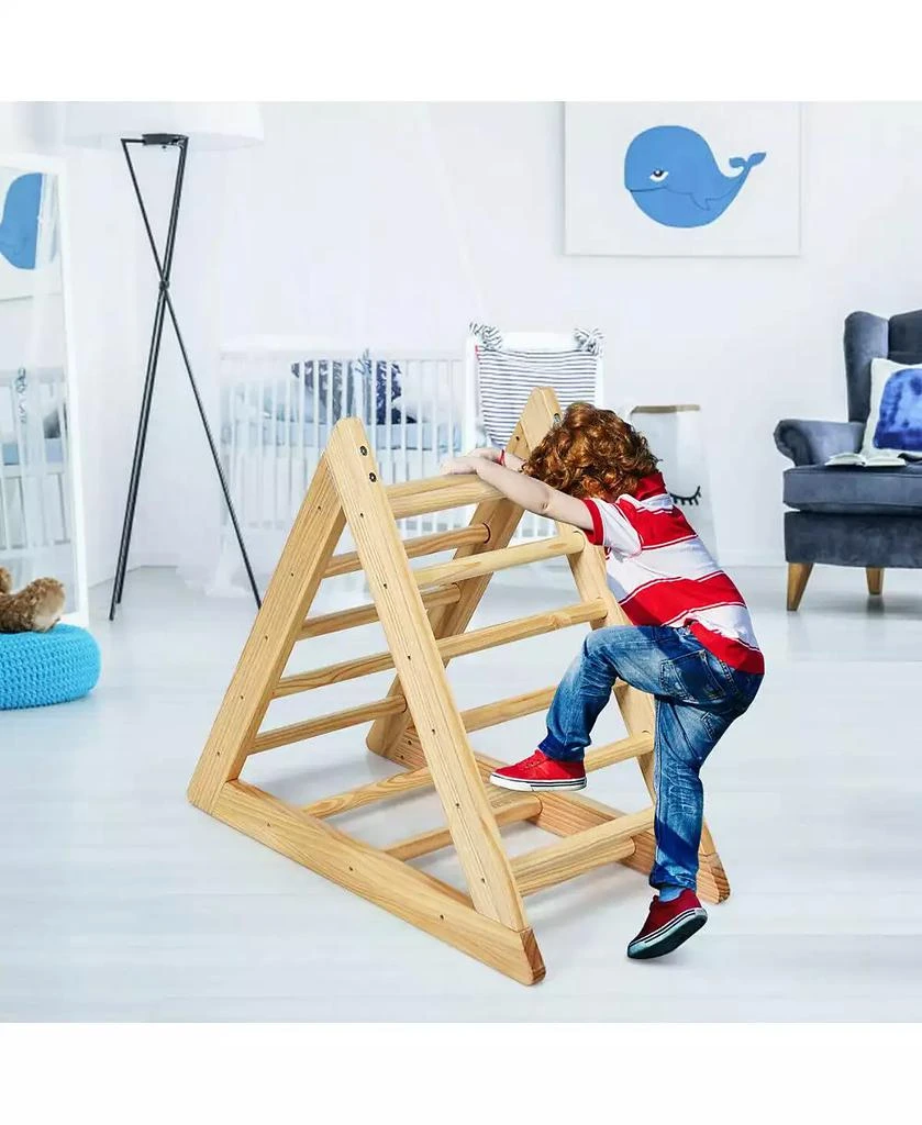 SKONYON kids Wooden Triangle Climber for Toddler Step Training 2