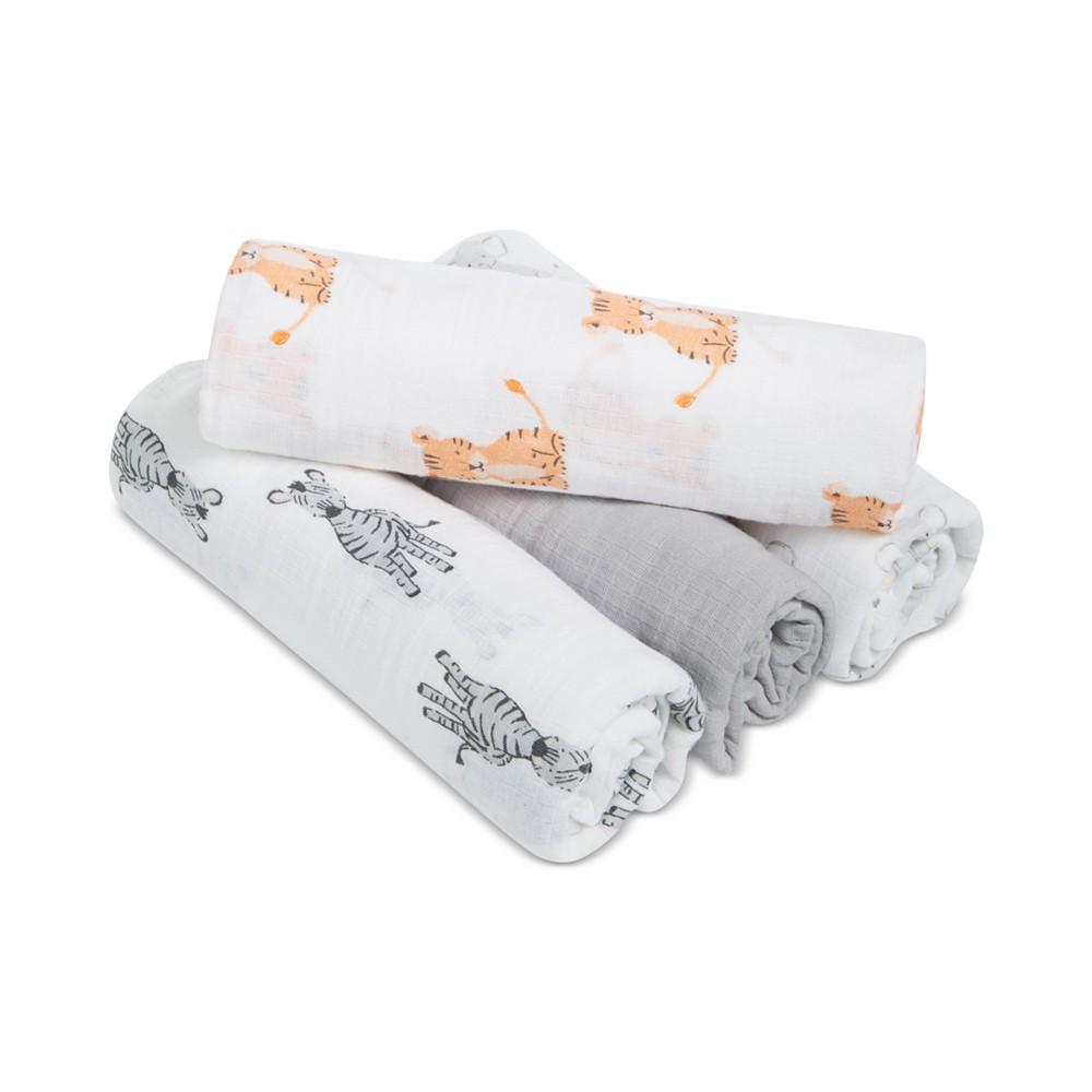 aden by aden + anais Baby Boys or Baby Girls Animal Swaddle Blankets, Pack of 4