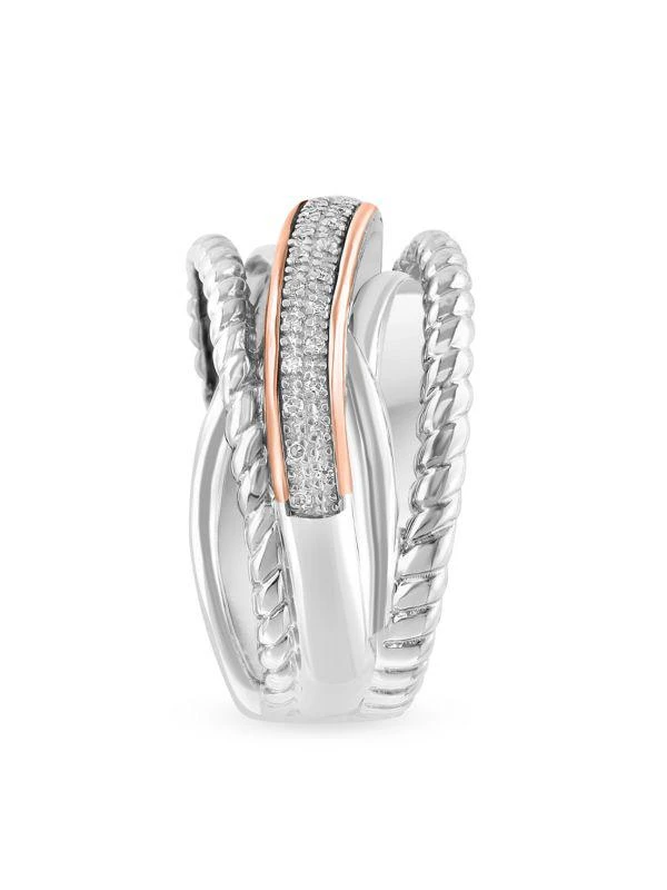 Effy Diamond, Sterling Silver and 14K Rose Gold Ring 2