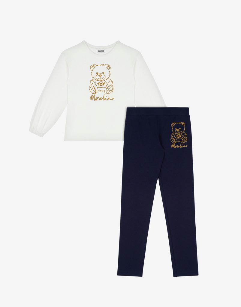 Moschino Teddy Embroidery T-shirt And Leggings Set