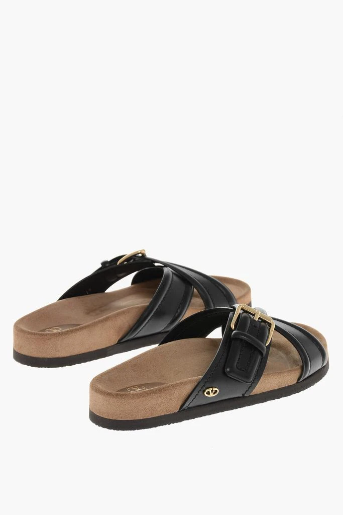 Valentino Valentino Leather Criss Cross Sliders with Rubber Sole 2