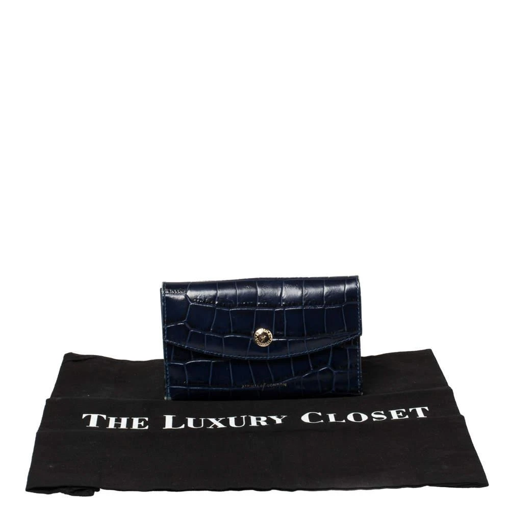 Aspinal of London Aspinal Of London Blue Crocodile Embossed Leather Bifold Wallet 10