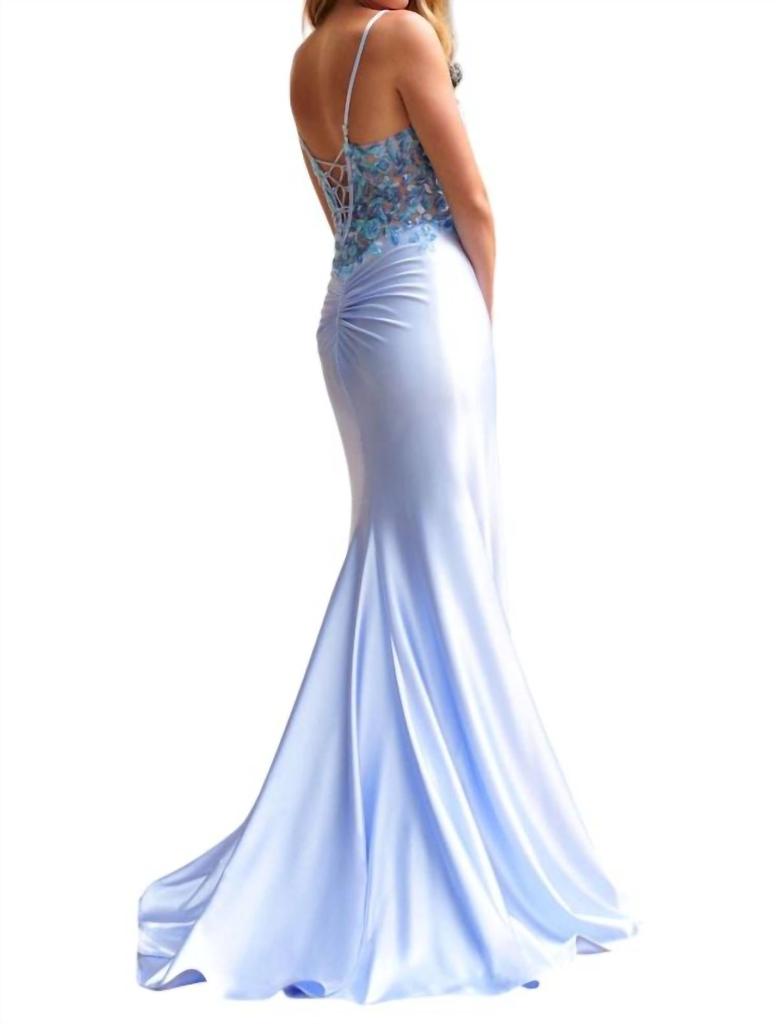 Faviana Faviana - Leg Slit Stretch Satin Gown