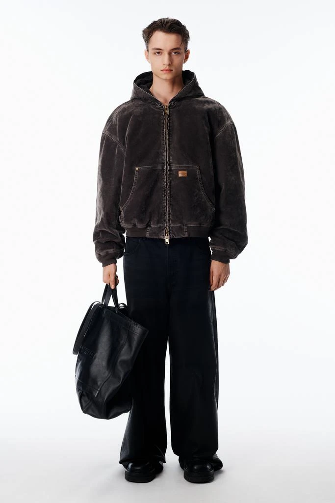 Alexander Wang Unisex Carpenter Hoodie in Flocked Denim Oversized