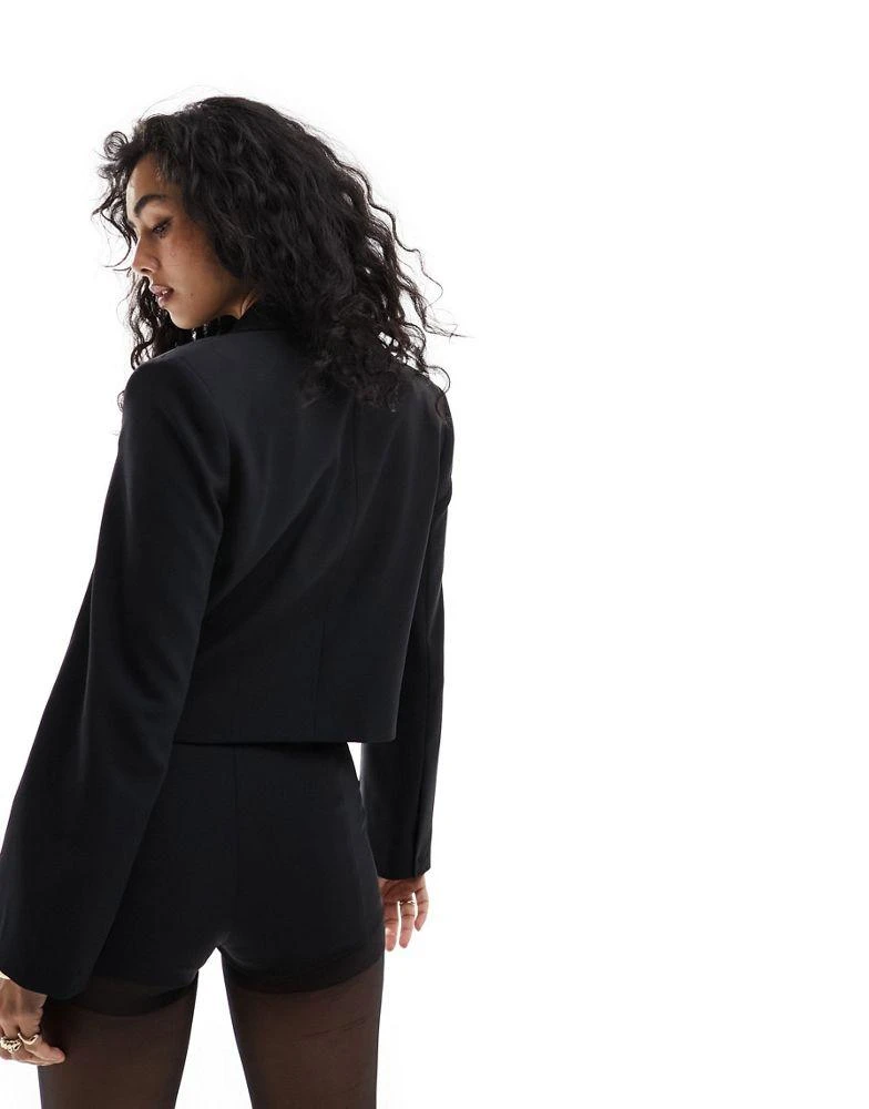 & Other Stories & Other Stories co-ord cropped blazer with extended shoulder in black 4