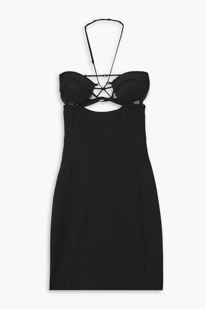 Nensi Dojaka Hilma stretch-tulle trimmed ponte halterneck mini dress