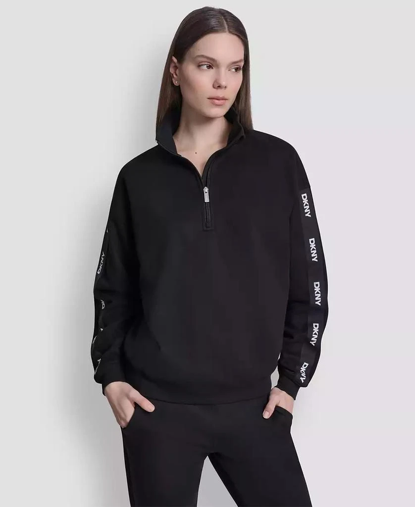 DKNY Sport Women
s Classic Logo Elastic Oversized Quarter-Zip Top