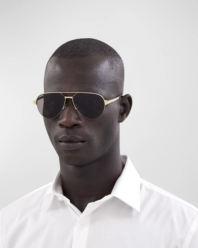 Cartier Men's Half-Rim Metal Aviator Sunglasses with Logo 2