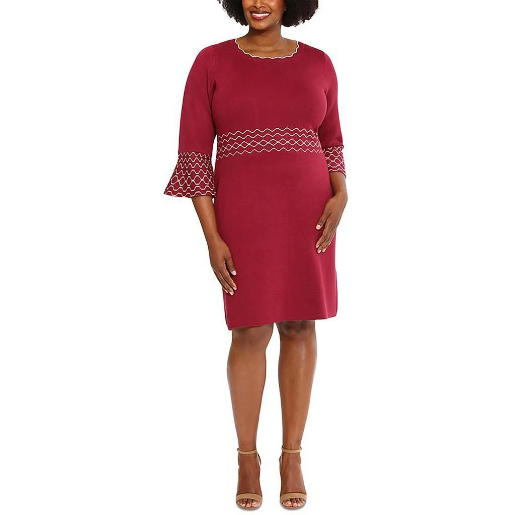 London Times Plus Womens Sweater Dress Knee Length Sweaterdress 1