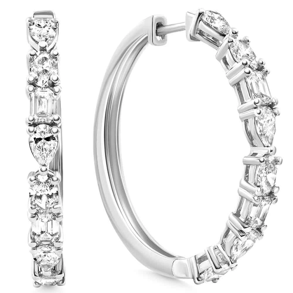 Pompeii3 4.34 Ct Multi Fancy Shape Diamond Hoops 14k Gold Lab Grown Women
s Earrings