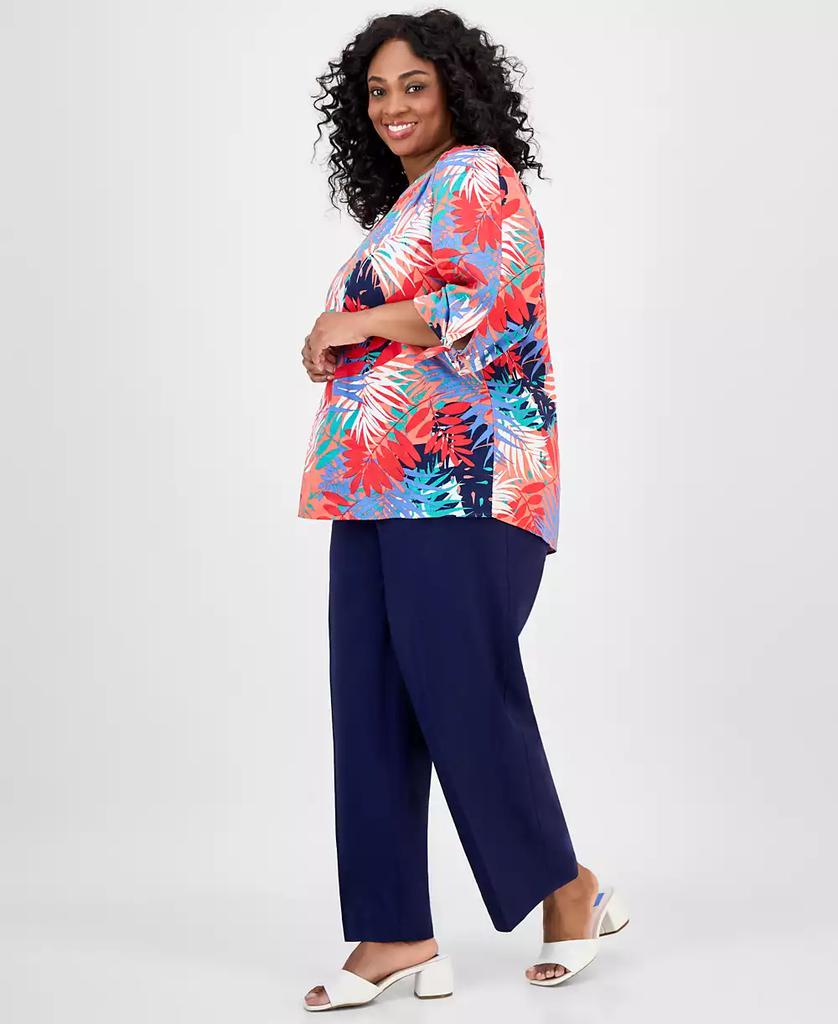 JONES NEW YORK Plus Size Printed Tie-Sleeve Top