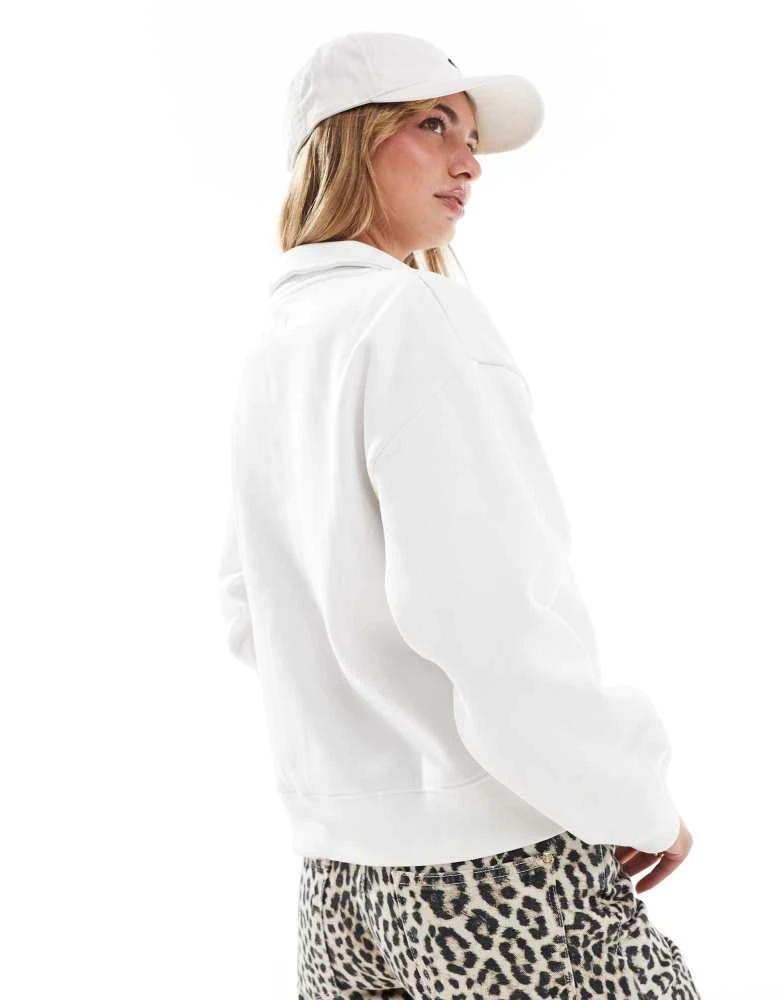 French Connection FCUK half zip up logo sweatshirt in white 4