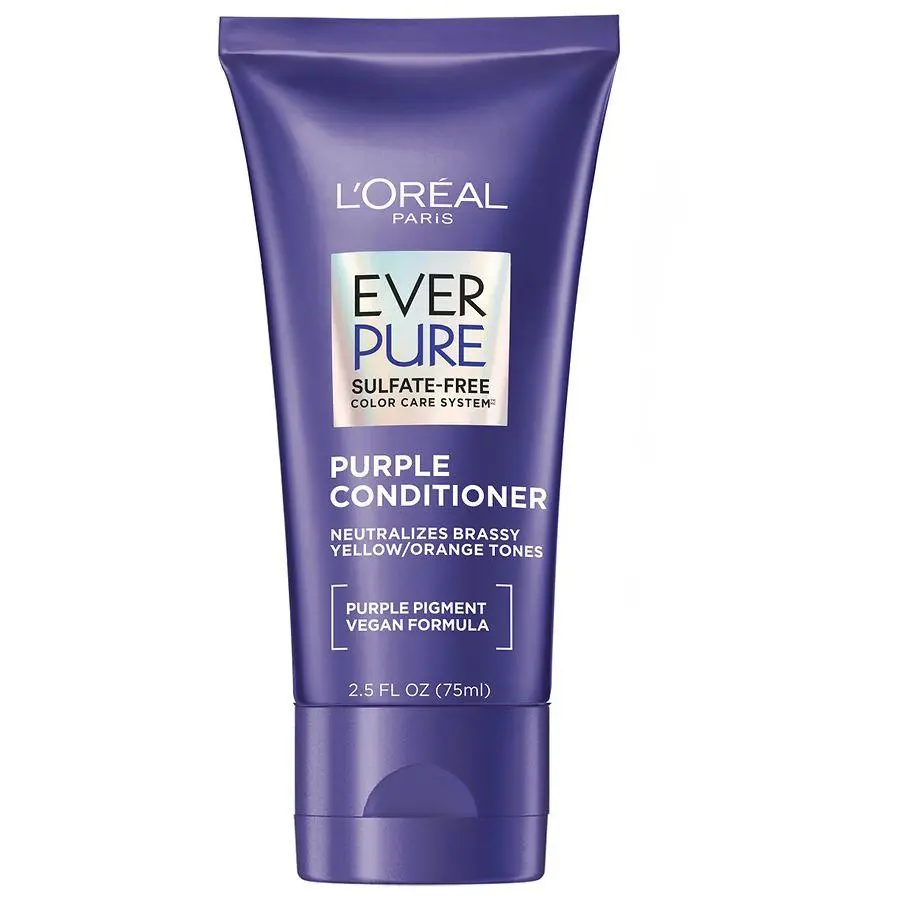 L'Oreal Paris Sulfate Free Purple Conditioner For Blonde Hair, Tones Brass, Vegan Travel Size