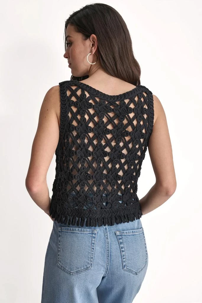 DKNY CROPPED FRINGE CROCHET TANK 2