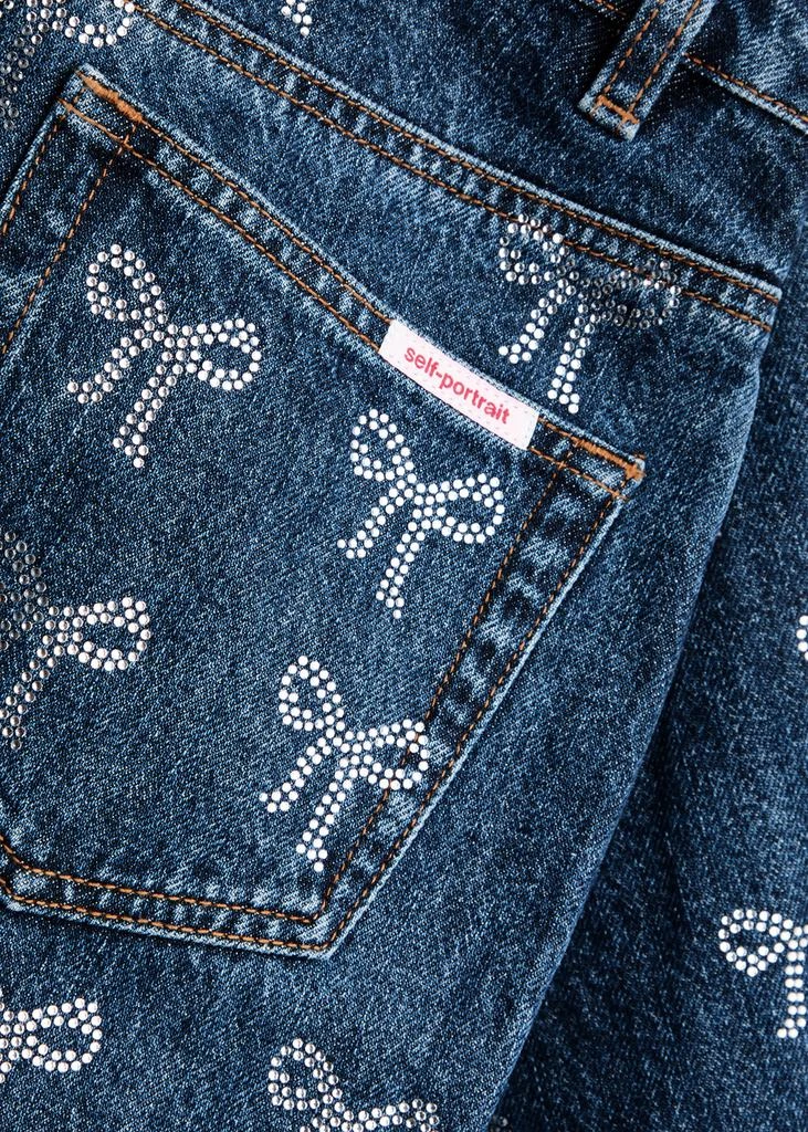 Self Portrait Bow-embellished wide-leg jeans 5