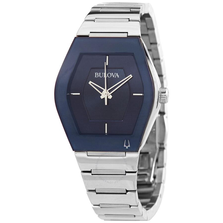 Bulova Quartz Blue Dial Stainless Steel Ladies Watch 96L293