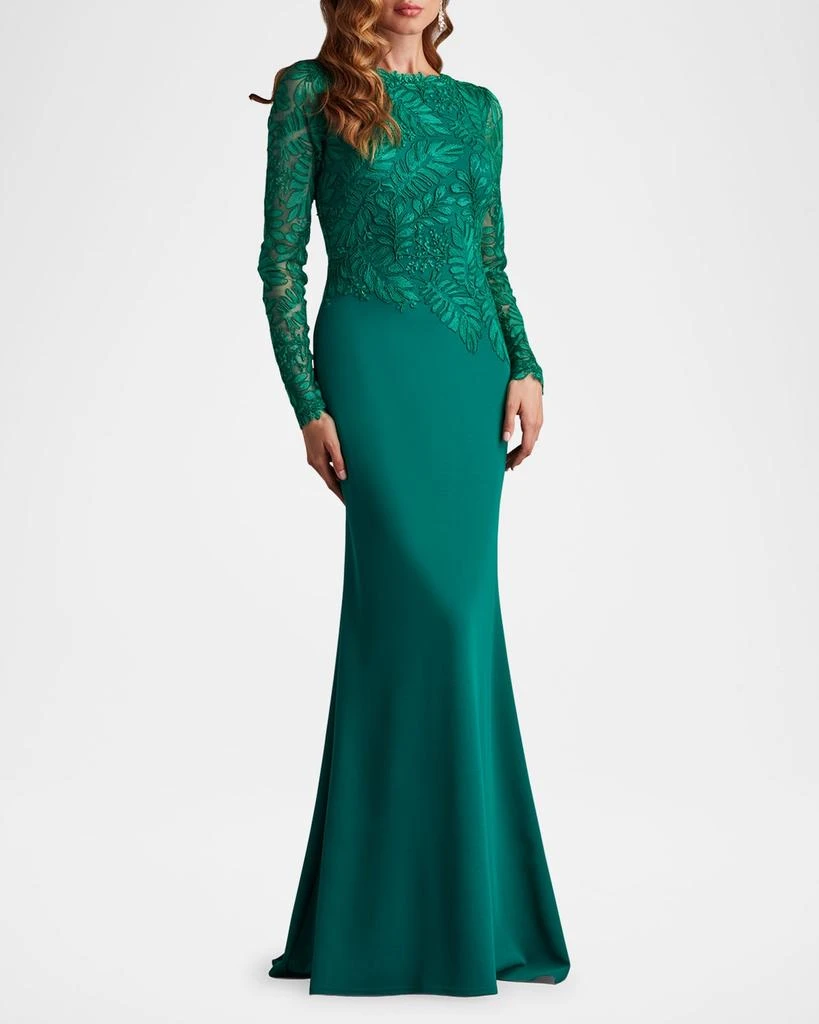 Tadashi Shoji A-Line Corded Lace & Crepe Gown 4