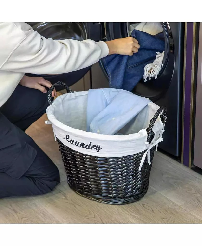 Wickerwise Handwoven Laundry Basket boho hamper with liner 
handles for clothes, blankets, towels. Perfect for bedroom, bath 
laundry room. 3
