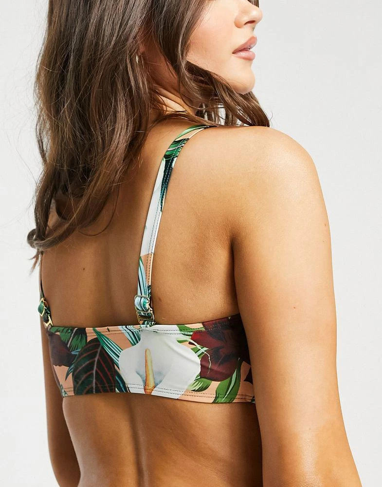 Missguided Missguided fuller bust bandeau bikini top in floral print 2