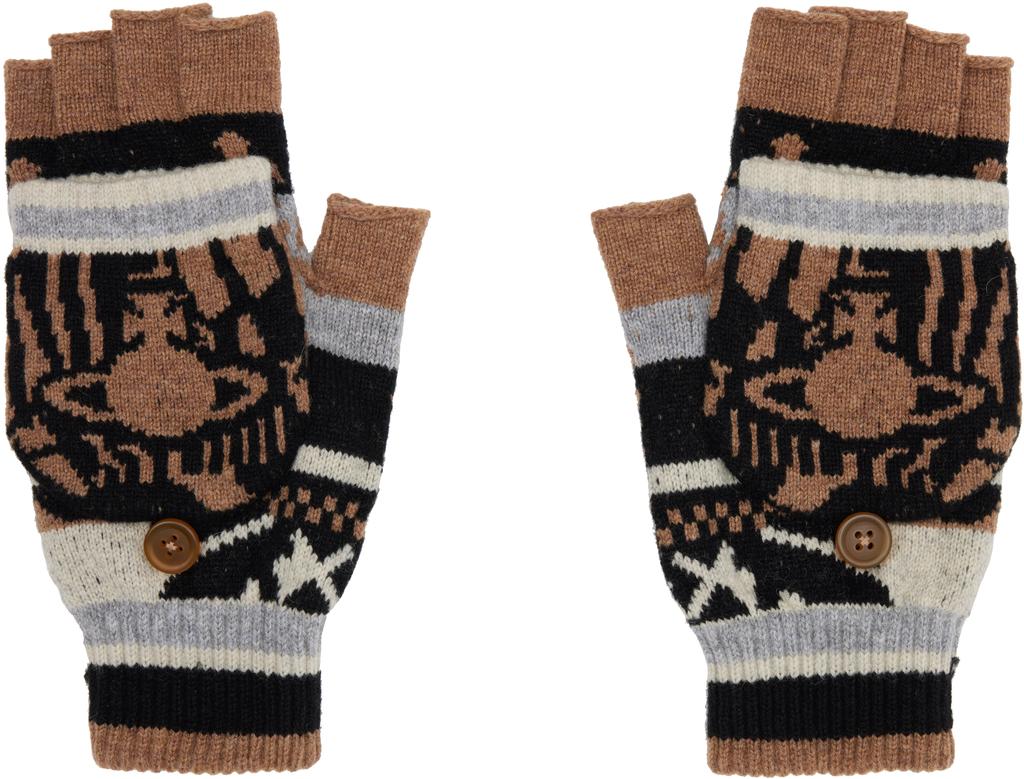 Vivienne Westwood Beige & Black Fingerless Gloves