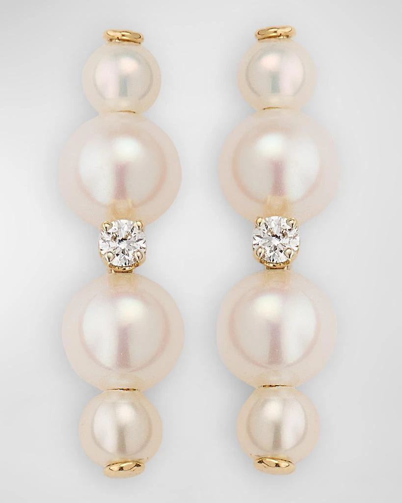 POPPY FINCH Duo Pearl & Diamond Bar Earrings 1