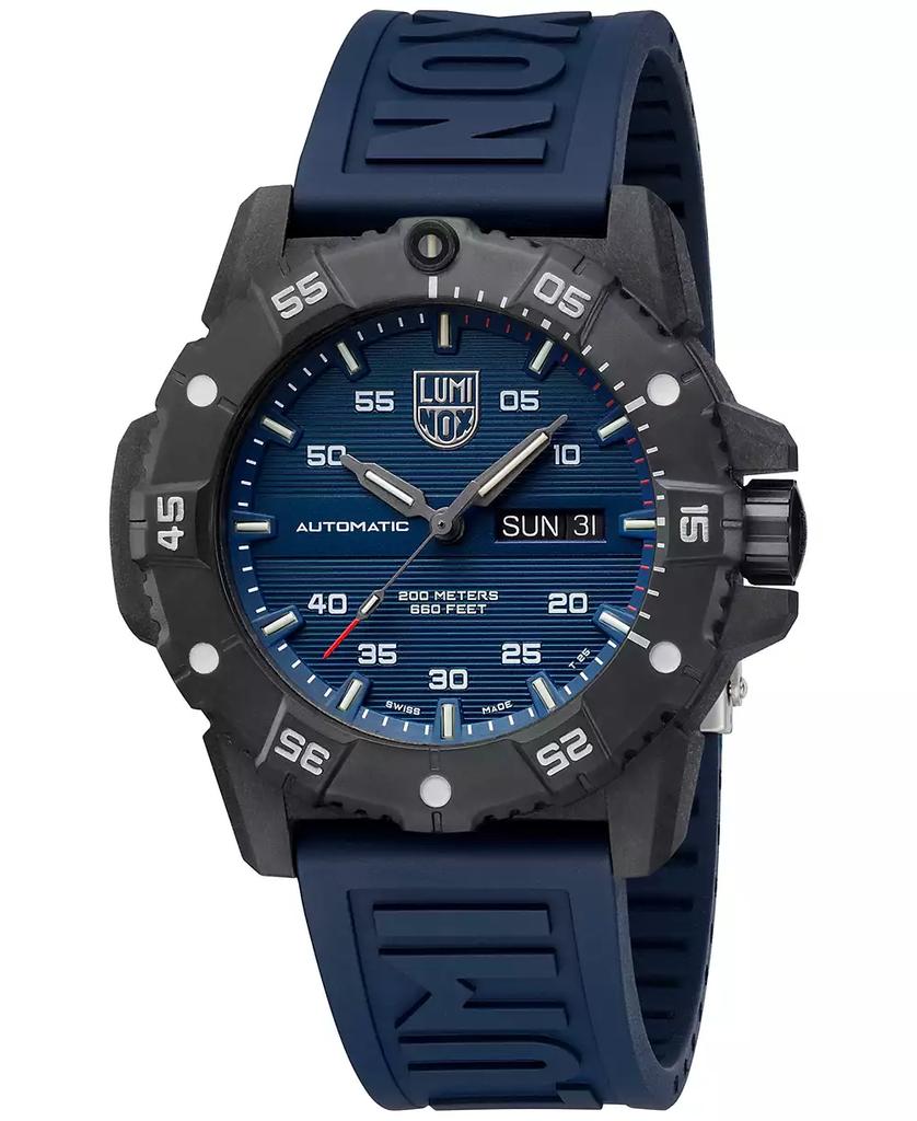 Luminox Men's Swiss Automatic Master Carbon Seal Blue Rubber Strap Watch 45mm