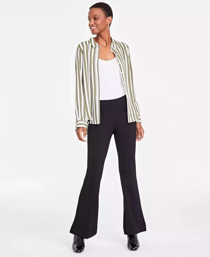 Shop Women's Pintucked-Seam Ponté-Knit Flare Pants, Created for