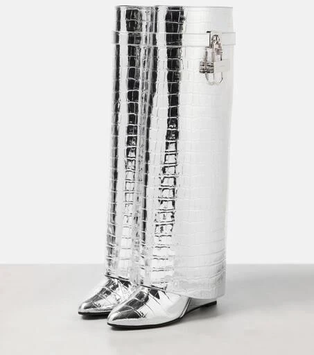 Givenchy Shark Lock croc-effect leather knee-high boots 4