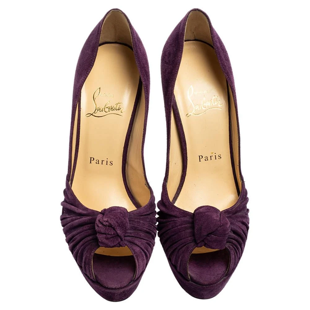 Christian Louboutin Christian Louboutin Purple Suede Knotted Greissimo Peep-Toe Platform Pumps Size 37 3