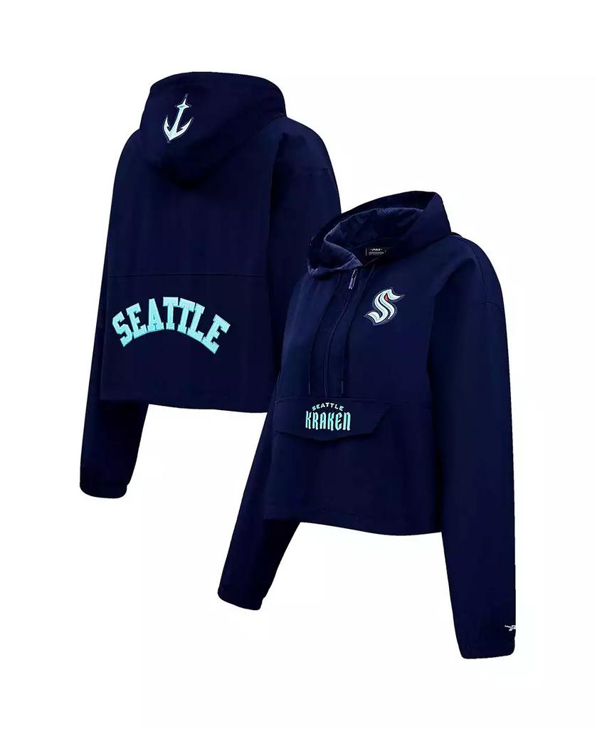 Pro Standard Men's and Women's Deep Sea Blue Seattle Kraken Classic Cropped Half-Zip Wind Jacket