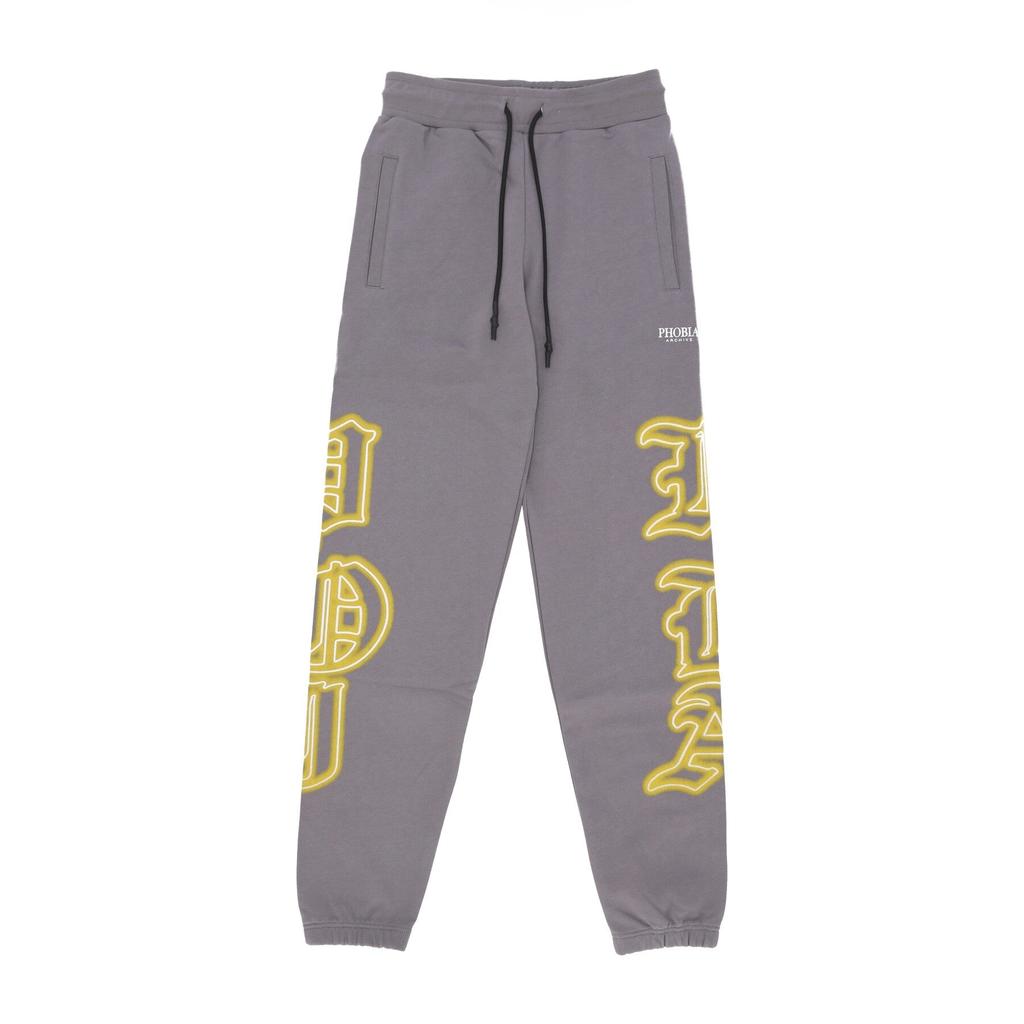 PHOBIA Lightweight Tracksuit Pants Men Gothic Sk Print Pant Grey