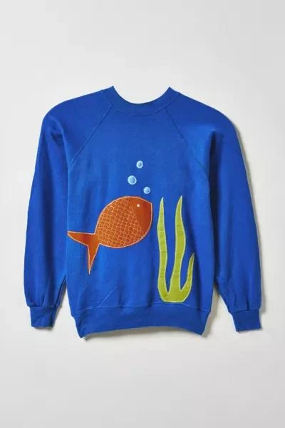 MAGG'S RAGS Vintage By Magg’s Rags Fish Tank Patchwork Graphic Crew Neck Pullover 1