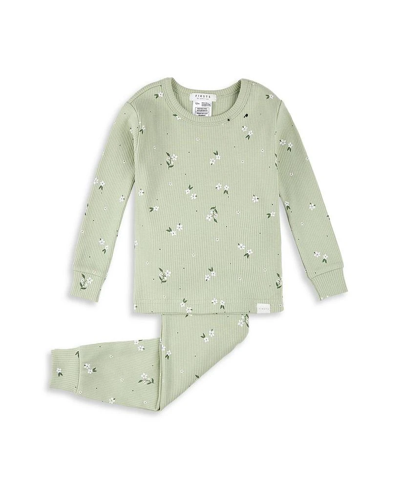 Petit Lem Girls' Cotton Ditsy Floral Print Ribbed Pajama Set - Baby 1
