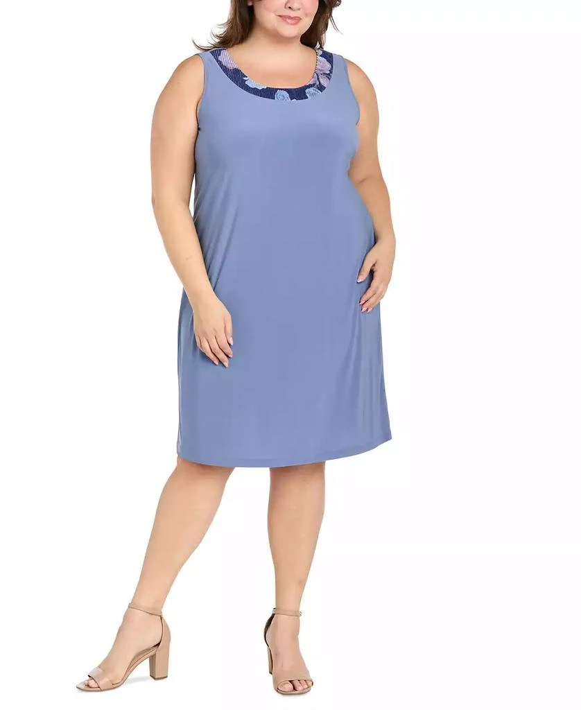 R & M Richards Plus Size Printed Mesh Jacket & Necklace Dress 2