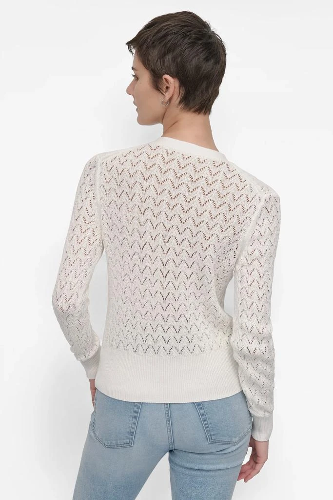 DKNY LONG SLEEVE POINTELLE STITCH V NECK CARDIGAN 2