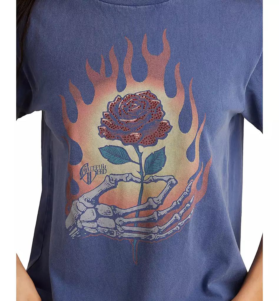 Lucky Brand Women's Grateful Dead Rose Boyfriend Crewneck T-Shirt