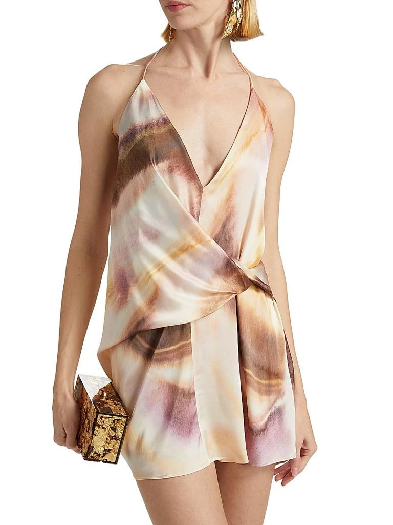 Significant Other Lacey Abstract Print Satin Tie-Waist Minidress 3