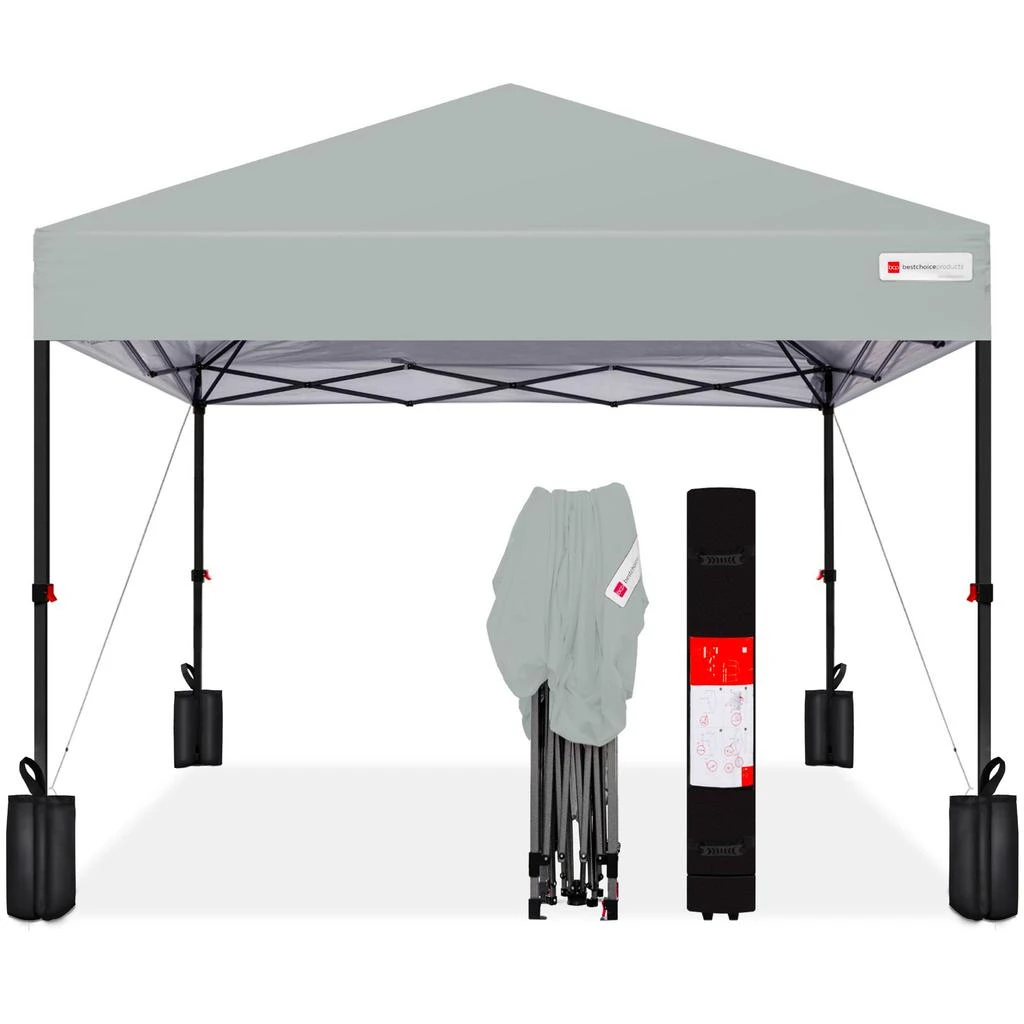 Best Choice Products 12x12ft Easy Setup Pop Up Canopy w/ 1-Button Setup, Wheeled Case, 4 Weight Bags 17