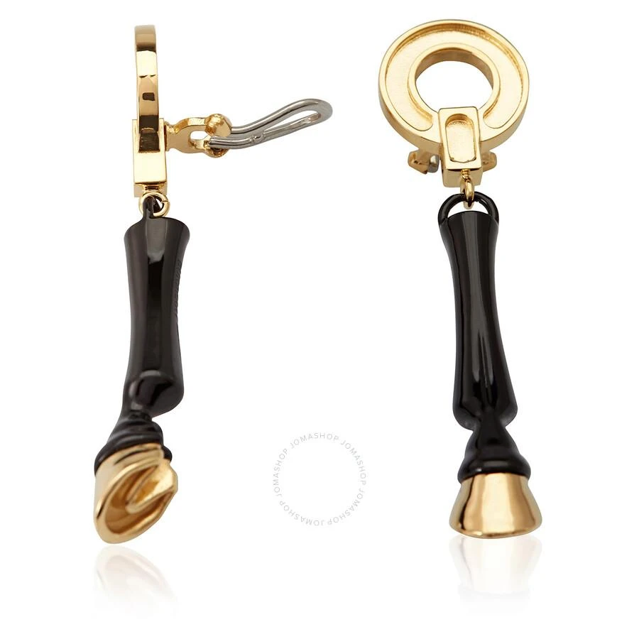 Burberry Resin And Gold-plated Hoof Drop Earrings In Black / Light Gold 3