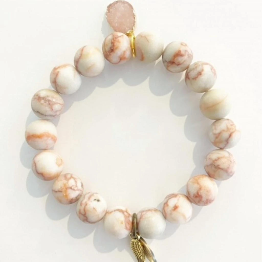 OMI Omi - Women
s Sweet Love Marble Agate Druzy Charm Bracelet