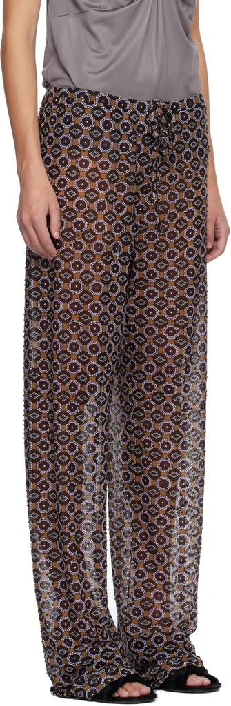 Dries Van Noten Brown 
Purple Embellished Jersey Trousers 2