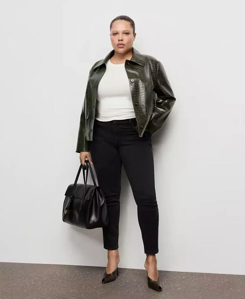 Mango Women
s Crocodile-Effect Faux Leather Jacket 4