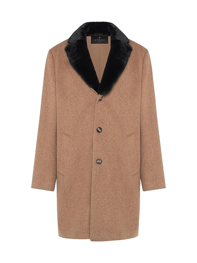 Gorski Wool Stroller Coat with Shearling Trim