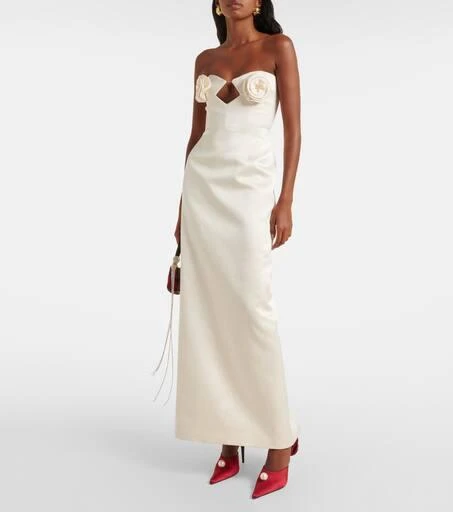 Magda Butrym Floral-appliqué faux pearl satin mules 3