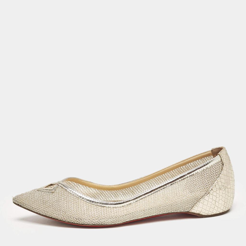 Christian Louboutin Christian Louboutin Gold Metallic Mesh and Leather Ballet Flats Size 37