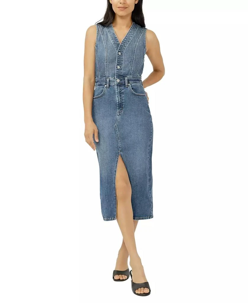 Silver Jeans Co. Women's Denim Vest Midi Dress 1