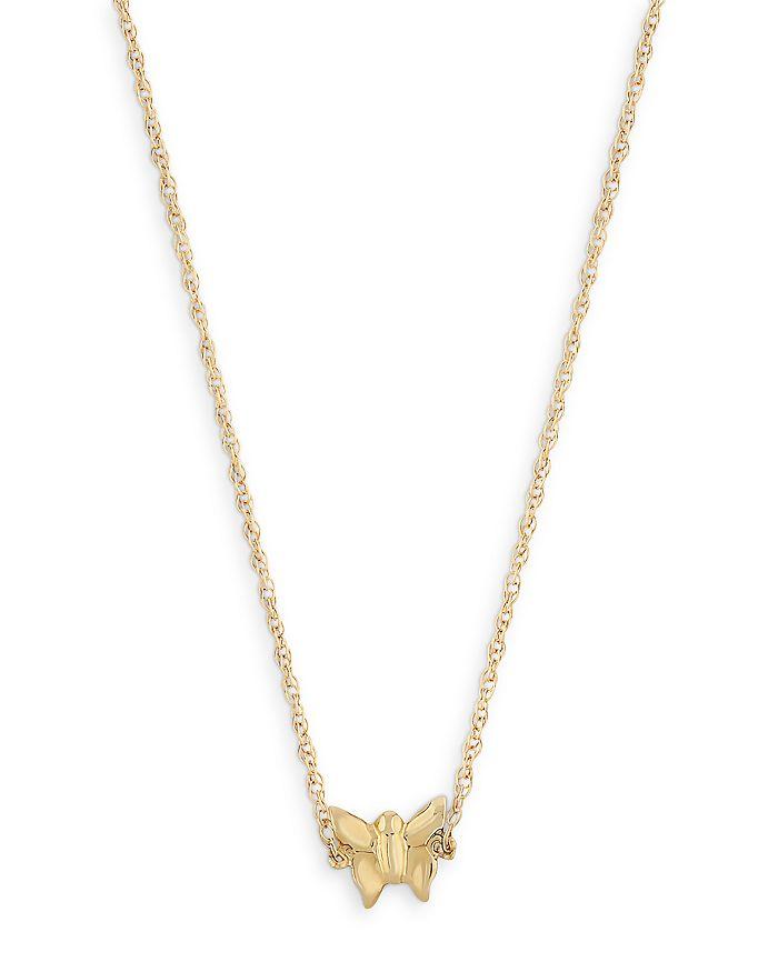 Moon & Meadow 14K Yellow Gold Butterfly Pendant Necklace, 18"