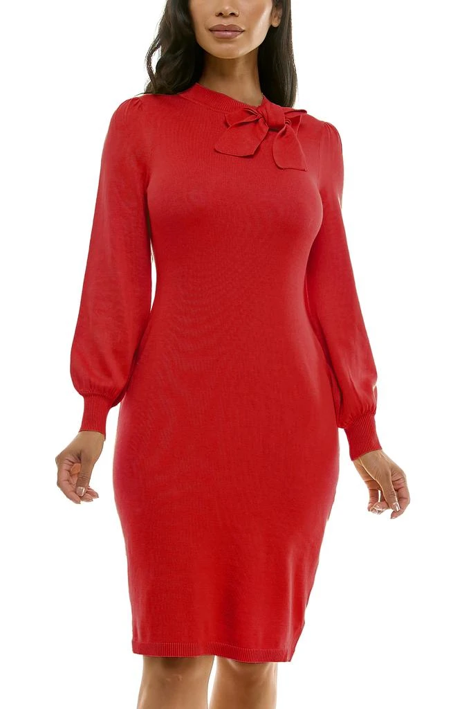 Nina Leonard Rib Knit Long Sleeve Sweater Dress 4