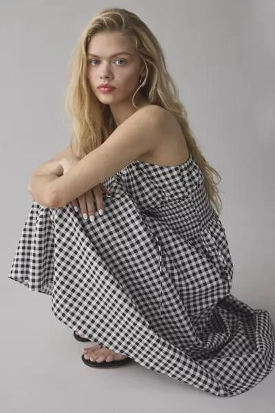 Glamorous Glamorous Gingham Tie-Front Smocked Midi Dress 4