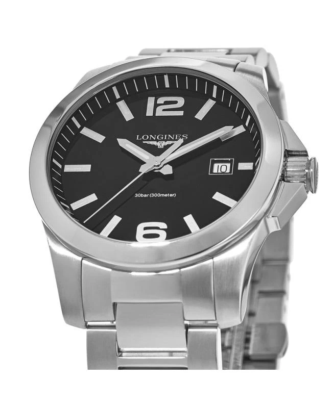 Longines Longines Conquest Quartz Black Dial Stainless Steel Men's Watch L3.759.4.58.6 2